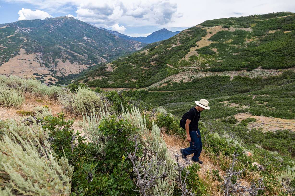 A hiker walks near the Potato Hill Trailhead of Corner Canyon in Draper on Thursday.