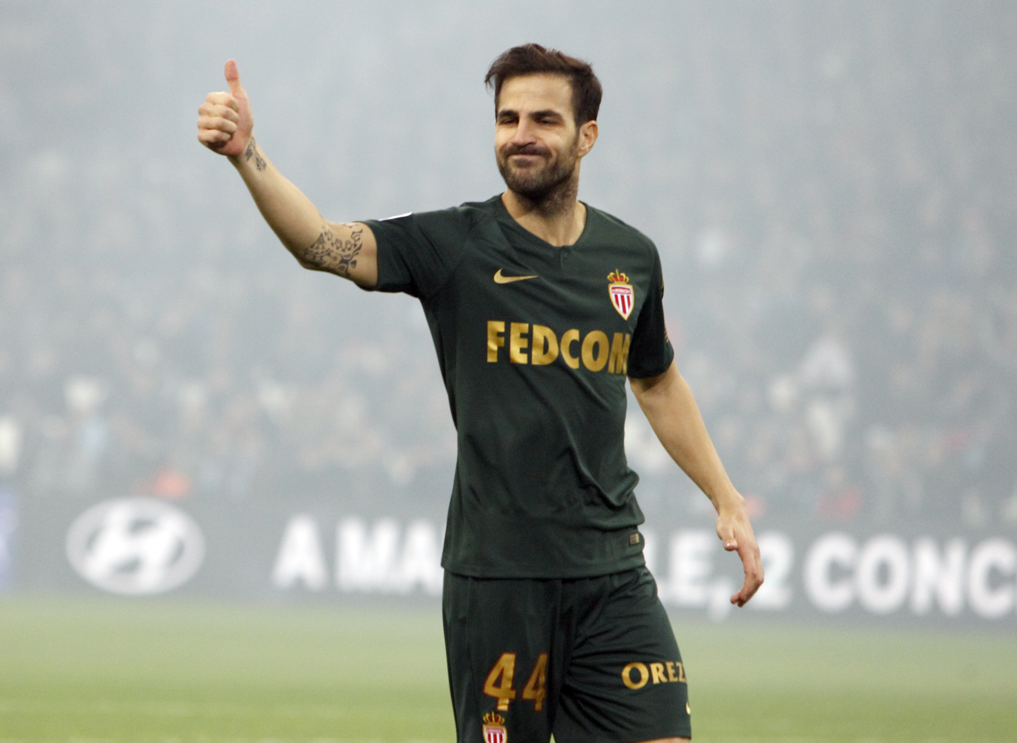 FILE - In this Sunday, Jan. 13, 2019 file photo, then-Monaco midfielder Cesc Fabregas gestures during the League One soccer match between Marseille and Monaco at the Velodrome stadium, in Marseille, southern France. Serie A newcomer Como appointed Cesc Fabregas as its head coach on Friday, July 19, 2024, after the former Spain midfielder helped the club earn promotion last season as an assistant.