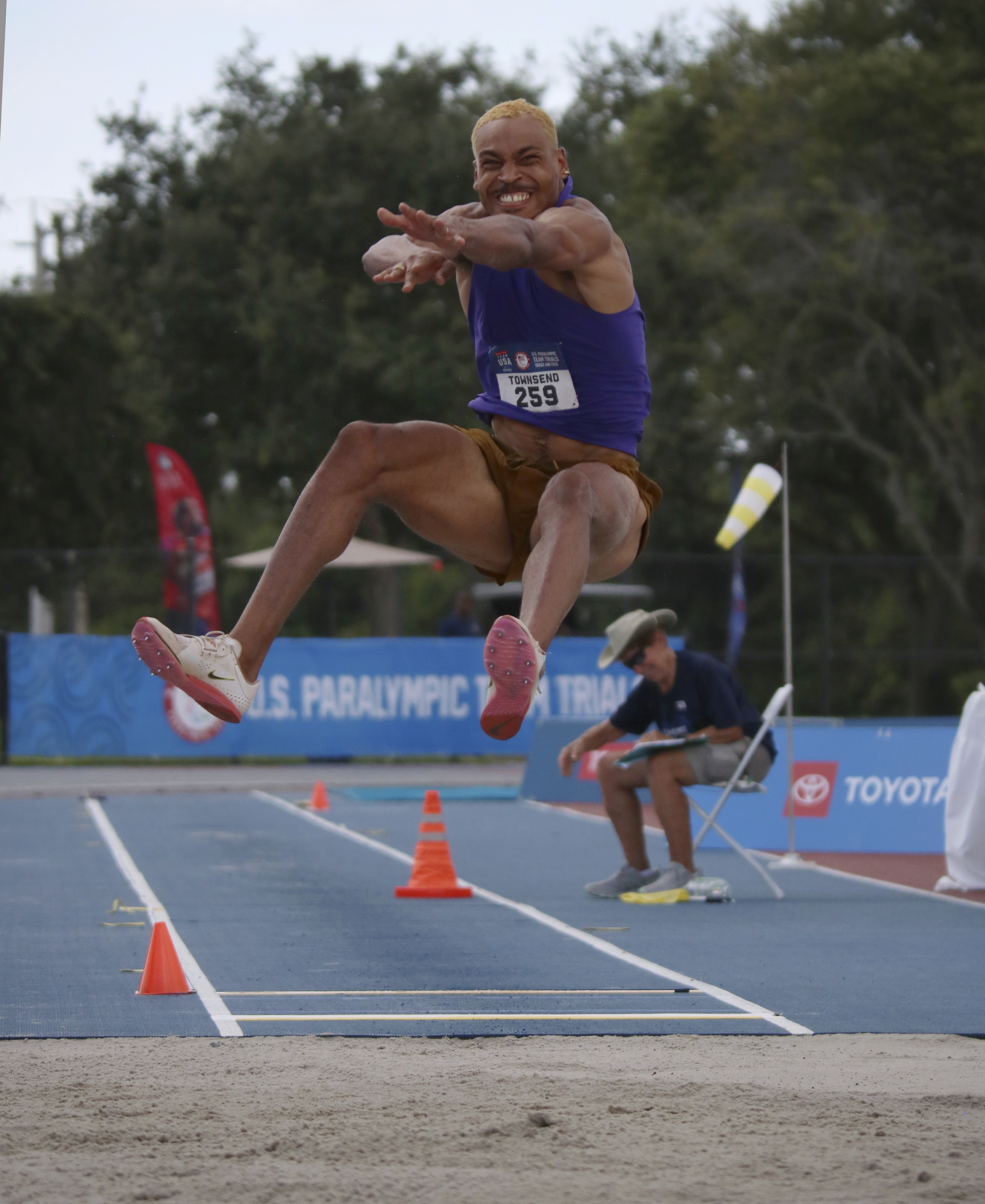 Roderick Townsend competes in the men's long jump at the 2024 U.S. Paralympic Track Team Trials at the Ansin Sports Complex in Miramar, Fla., Friday, July 19, 2024.