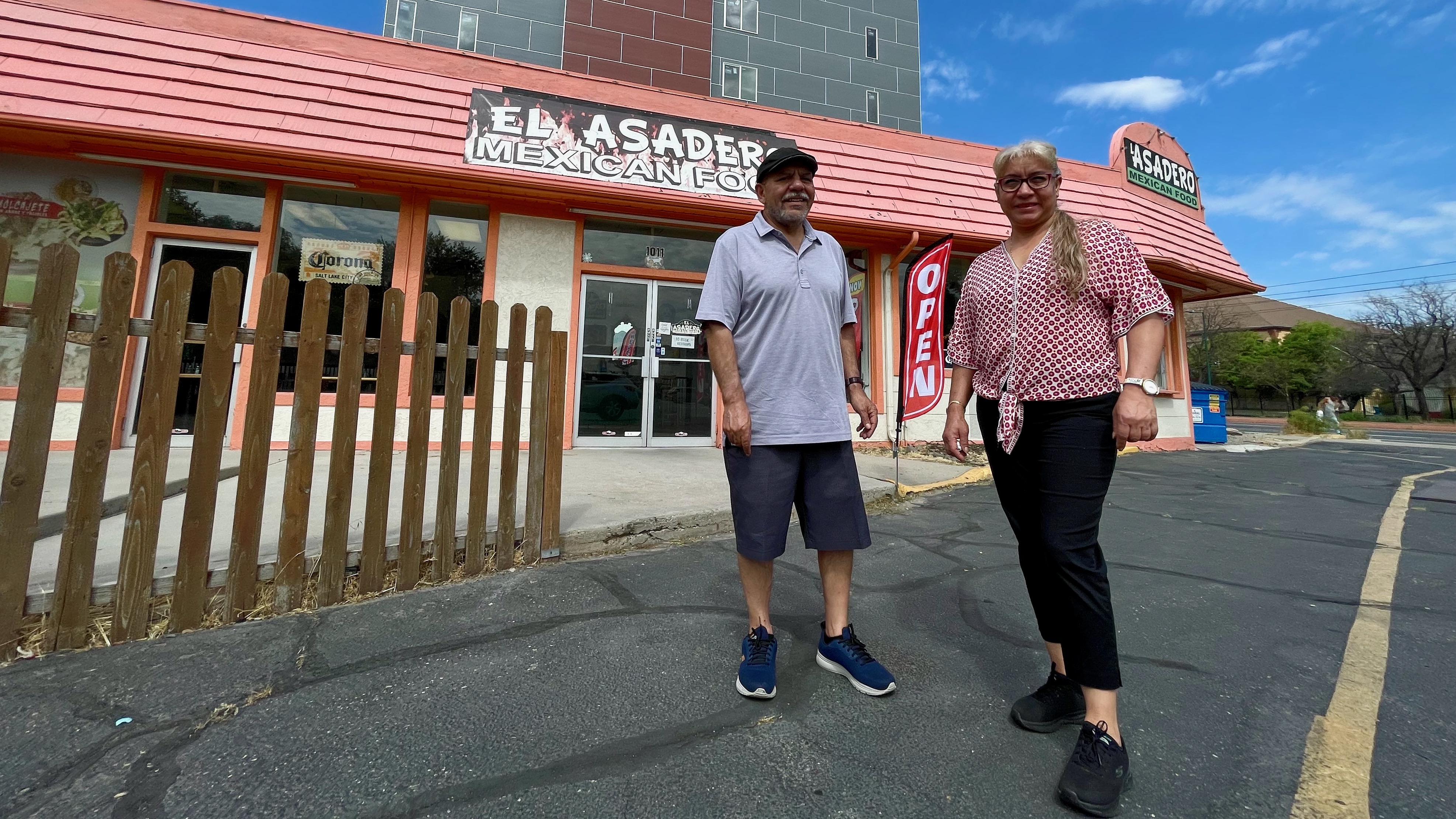 El Asadero operators Margarito Parra, left, and wife Imelda Morales outside the Salt Lake City restaurant on Friday.