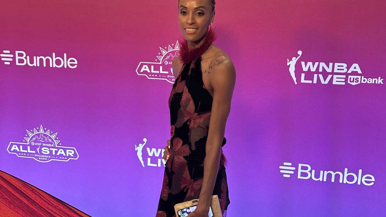 Connecticut Suns' DeWanna Bonner arrives for a WNBA All-Star event, Thursday, July 18, 2024, in Phoenix.