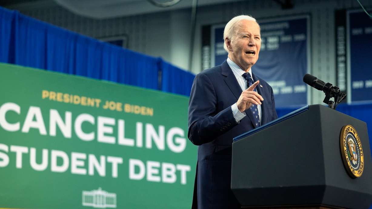 President Joe Biden speaks about student loan debt at Madison College, April 8, in Madison, Wis.