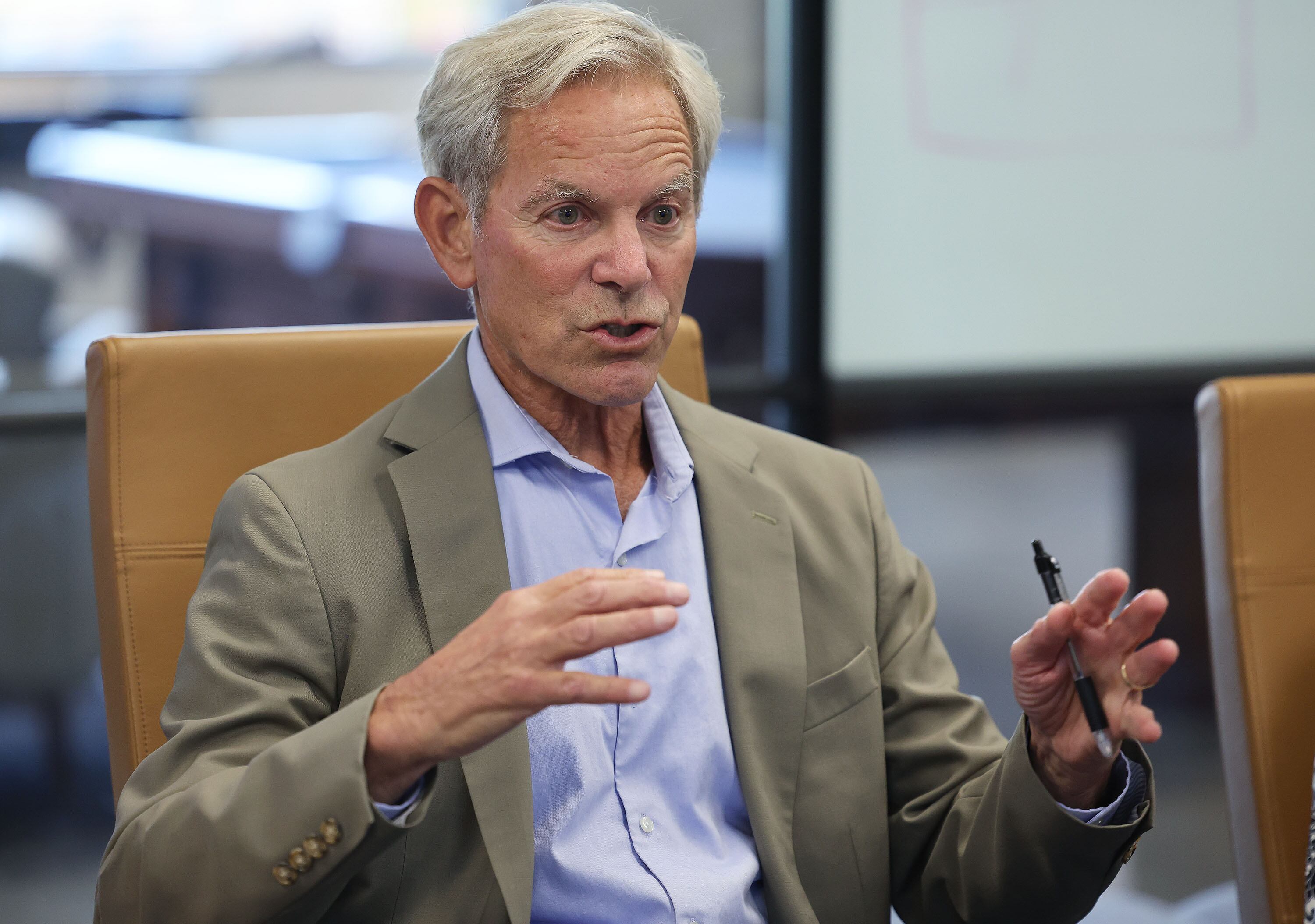 Former Salt Lake City Mayor Ralph Becker, Scenic Utah, meets with the Deseret News editorial board in Salt Lake City on July 8.