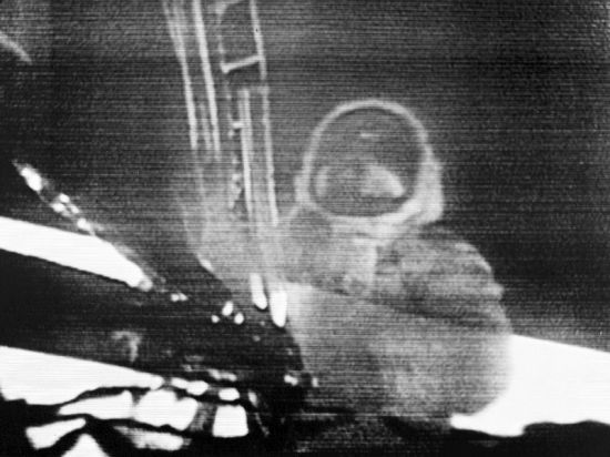 In this image from video provided by NASA, Apollo 11 astronaut Neil Armstrong steps onto the surface of the moon on July 20, 1969.