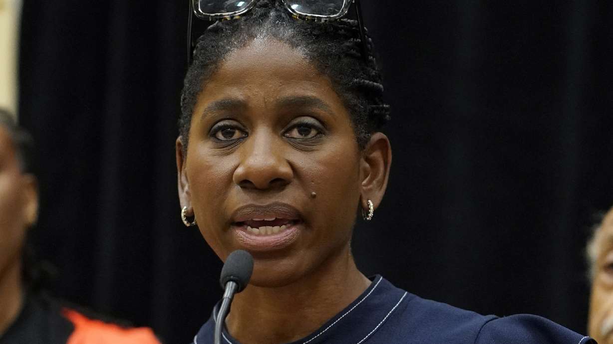 FILE - Executive director of the Women's National Basketball Players Association Terri Jackson speaks at a news conference in Chicago, Friday, July 8, 2022. Jackson is concerned the league is being undervalued with the $2.2 billion over 11 years it will receive as part of the NBA's recently approved media rights deals.