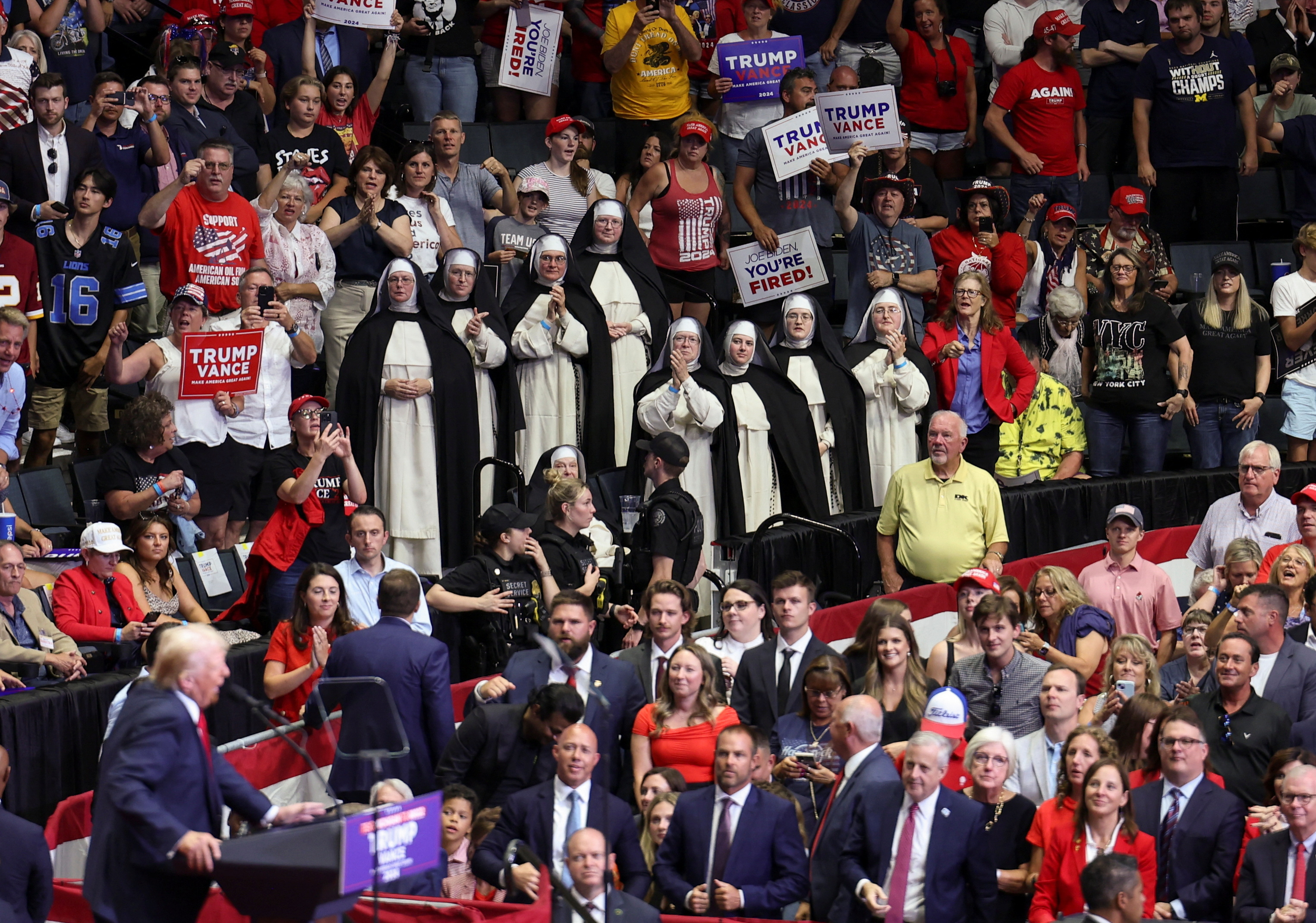 Republican presidential nominee Donald Trump speaks in Grand Rapids, Michigan, Saturday.