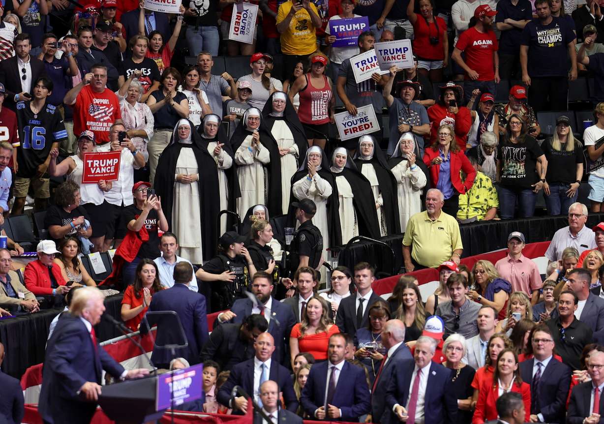 Republican presidential nominee Donald Trump speaks in Grand Rapids, Michigan, Saturday.