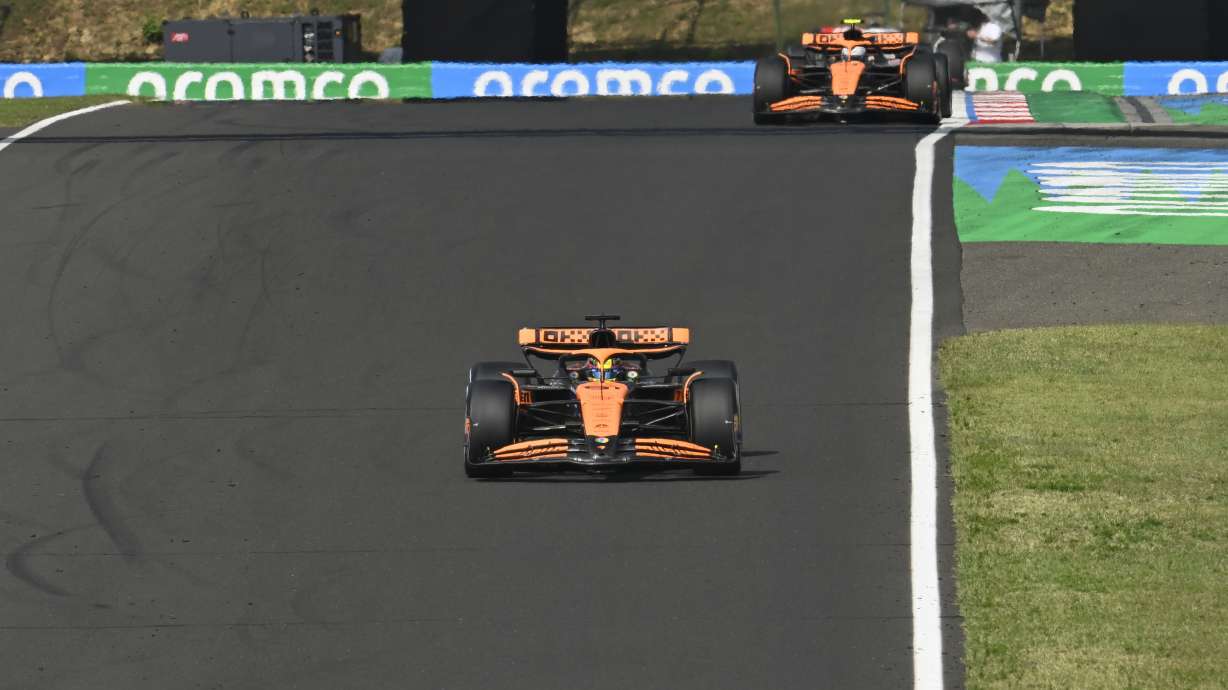 McLaren driver Oscar Piastri of Australia steers his car during the Hungarian Formula One Grand Prix race at the Hungaroring racetrack in Mogyorod, Hungary, Sunday, July 21, 2024.