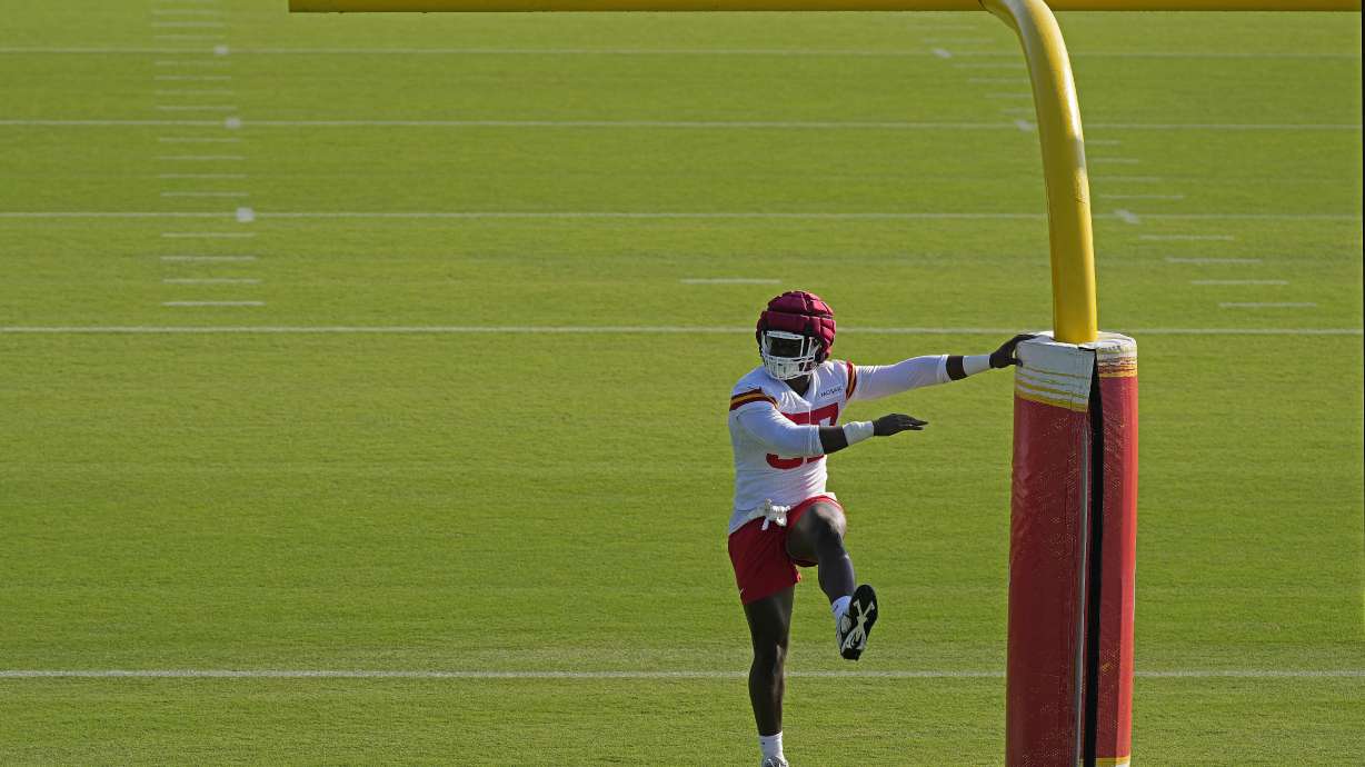 Kansas City Chiefs during NFL football training camp Thursday, July 18, 2024, in St. Joseph, Mo.