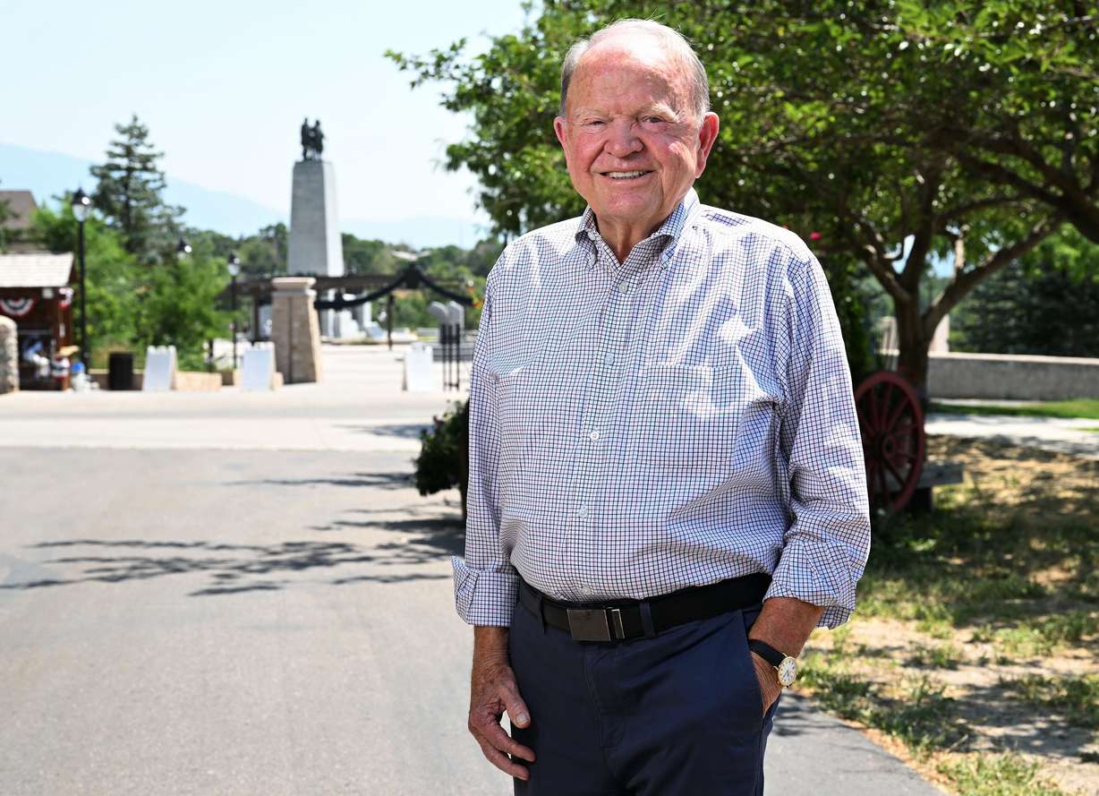 Ellis Ivory, executive director of This Is the Place Heritage Park in Salt Lake City, poses for photos at the park on July 9.