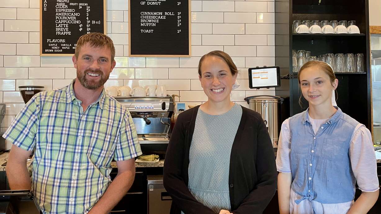 Rick Mast, Jana Gingerich and Antoinette Miller work at Lighthouse Donut, Coffee and Dessert Co. in Provo on Friday.