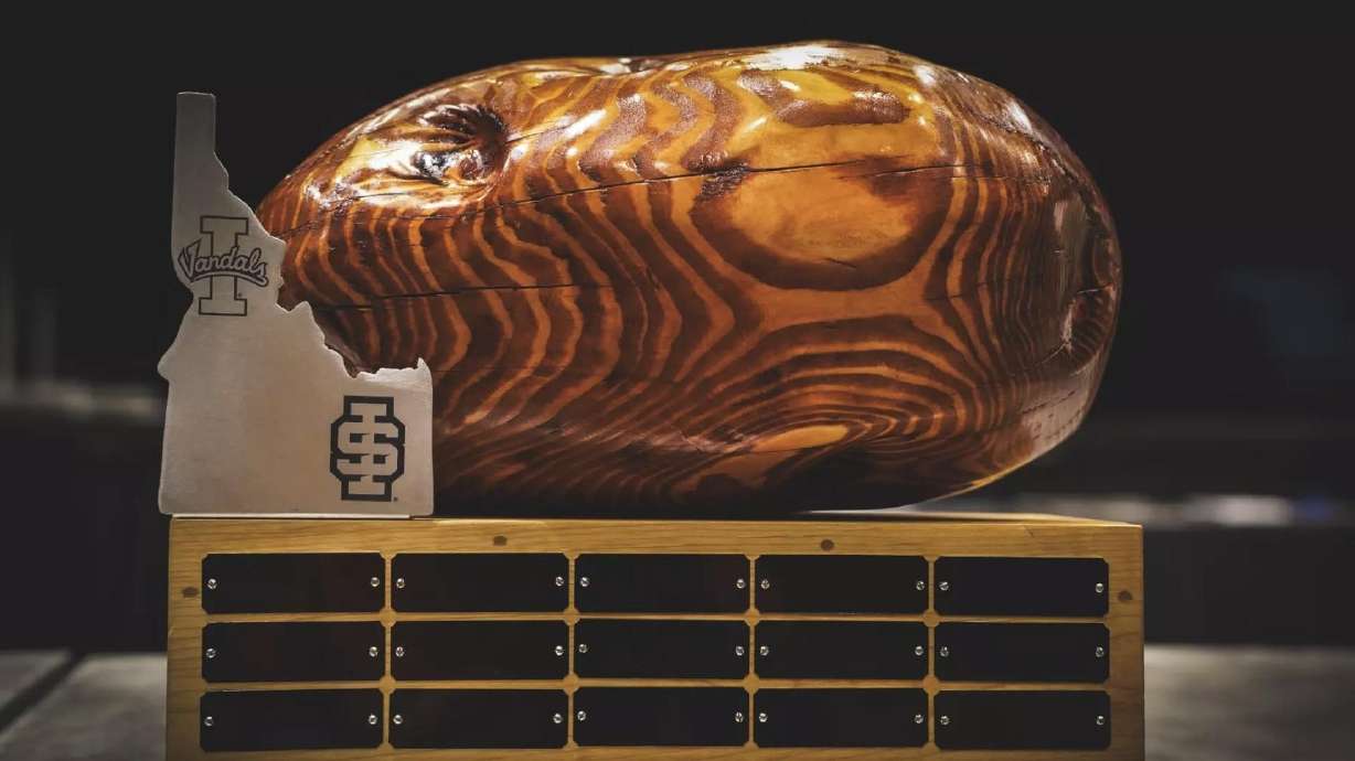 The University of Idaho and Idaho State University unveiled the new Potato State Trophy that will be awarded to the winner of the annual football game between the two Big Sky rivals in the Gem State.