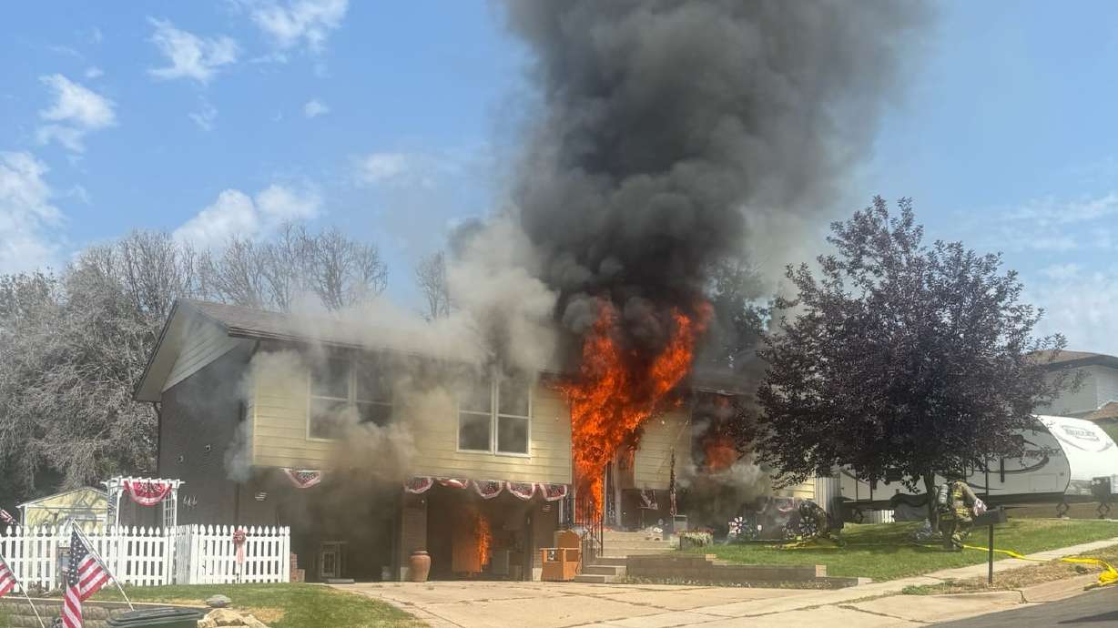 A house in north Kaysville caught fire Tuesday, sending one person to the hospital.