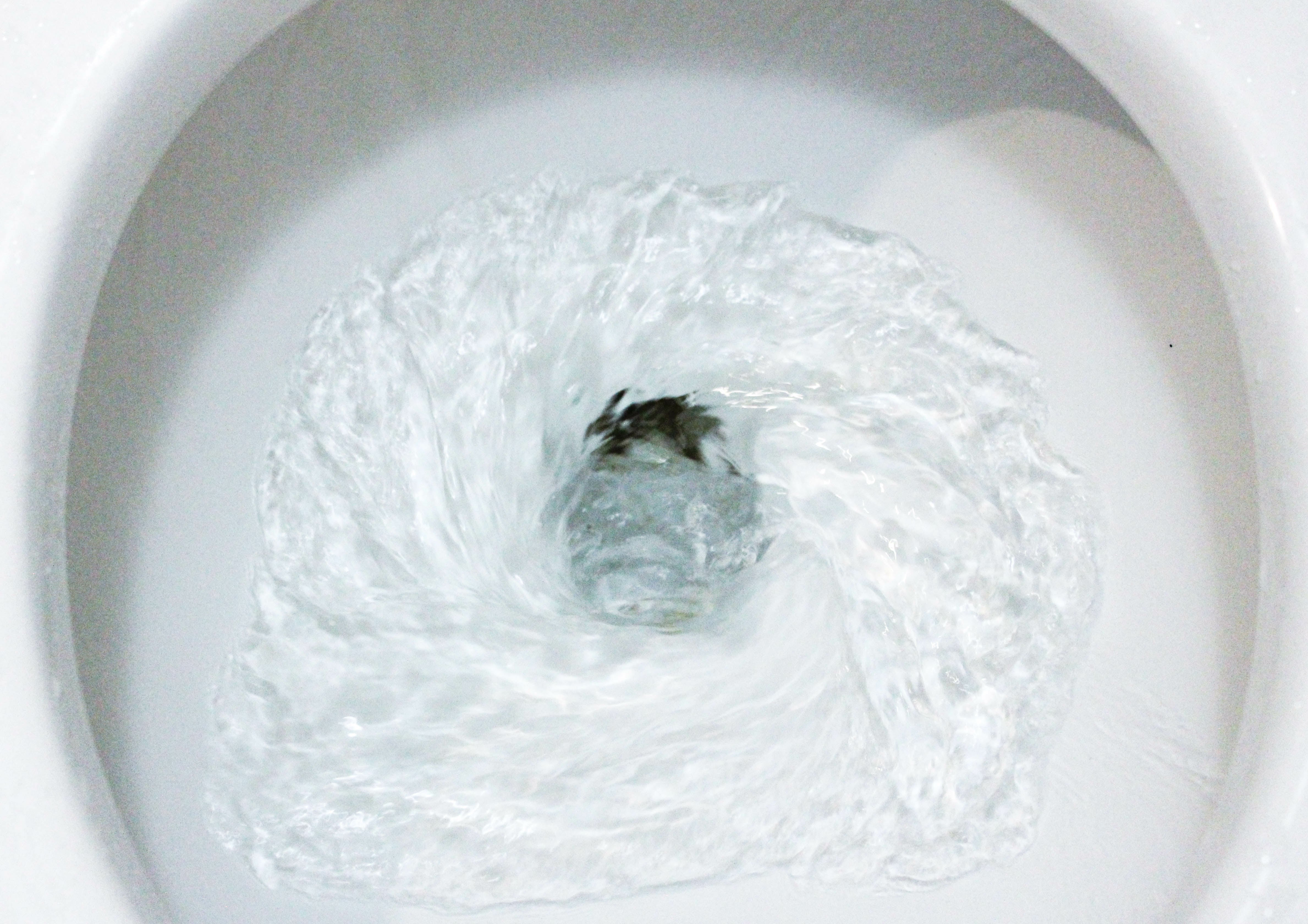A toilet bowl is flushed. There are health benefits associated with one to two bowel movements a day, which researchers at the Institute for Systems Biology deem the “Goldilocks” zone.