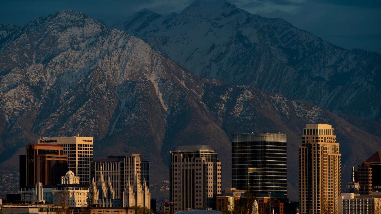 Salt Lake City is pictured at sunset on April 17, 2020. Utah will be 32 years removed from hosting the 2002 Olympics when the world arrives again.