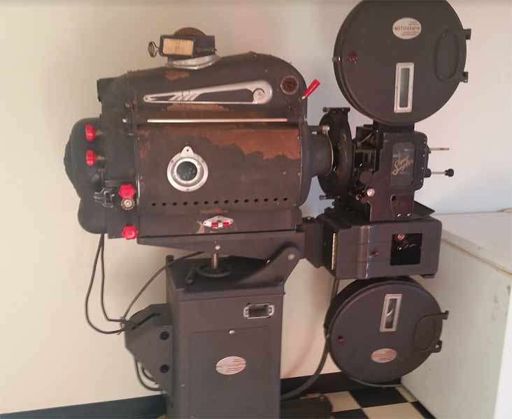 Old movie projector is at Teton Vu Drive-in. Teton Vu Drive-in first opened in the early 1950s.