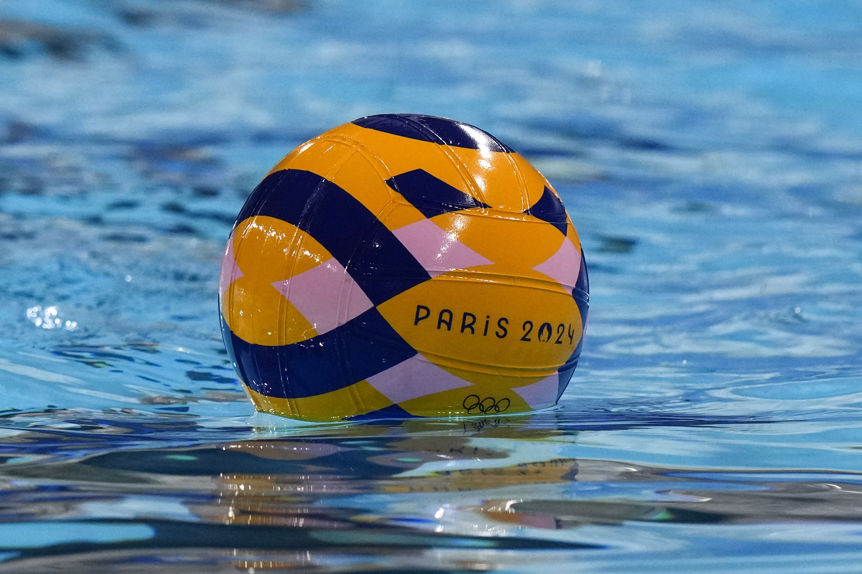 A boll floats on the water during Australia's women's team training at the 2024 Summer Olympics, Tuesday, July 23, 2024, in Saint-Denis, France. 