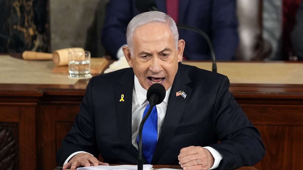 Israeli Prime Minister Benjamin Netanyahu speaks to a joint meeting of Congress at the Capitol in Washington, Wednesday.