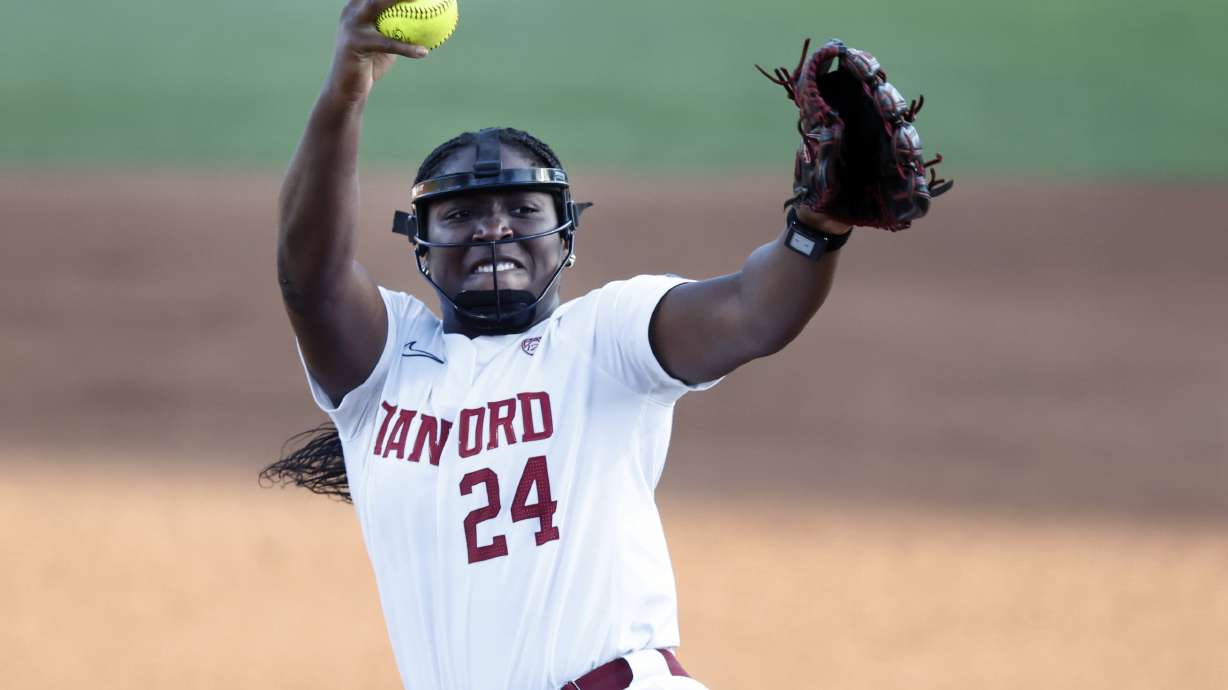 FILE- Stanford's NiJaree Canady (24) pitches against Saint Mary's during an NCAA softball game, Friday, May 17, 2024 in Stanford, Calif. Th ex-Stanford star pitcher has committed to Texas Tech after winning last year's 2024 USA Softball Collegiate Player of the Year.