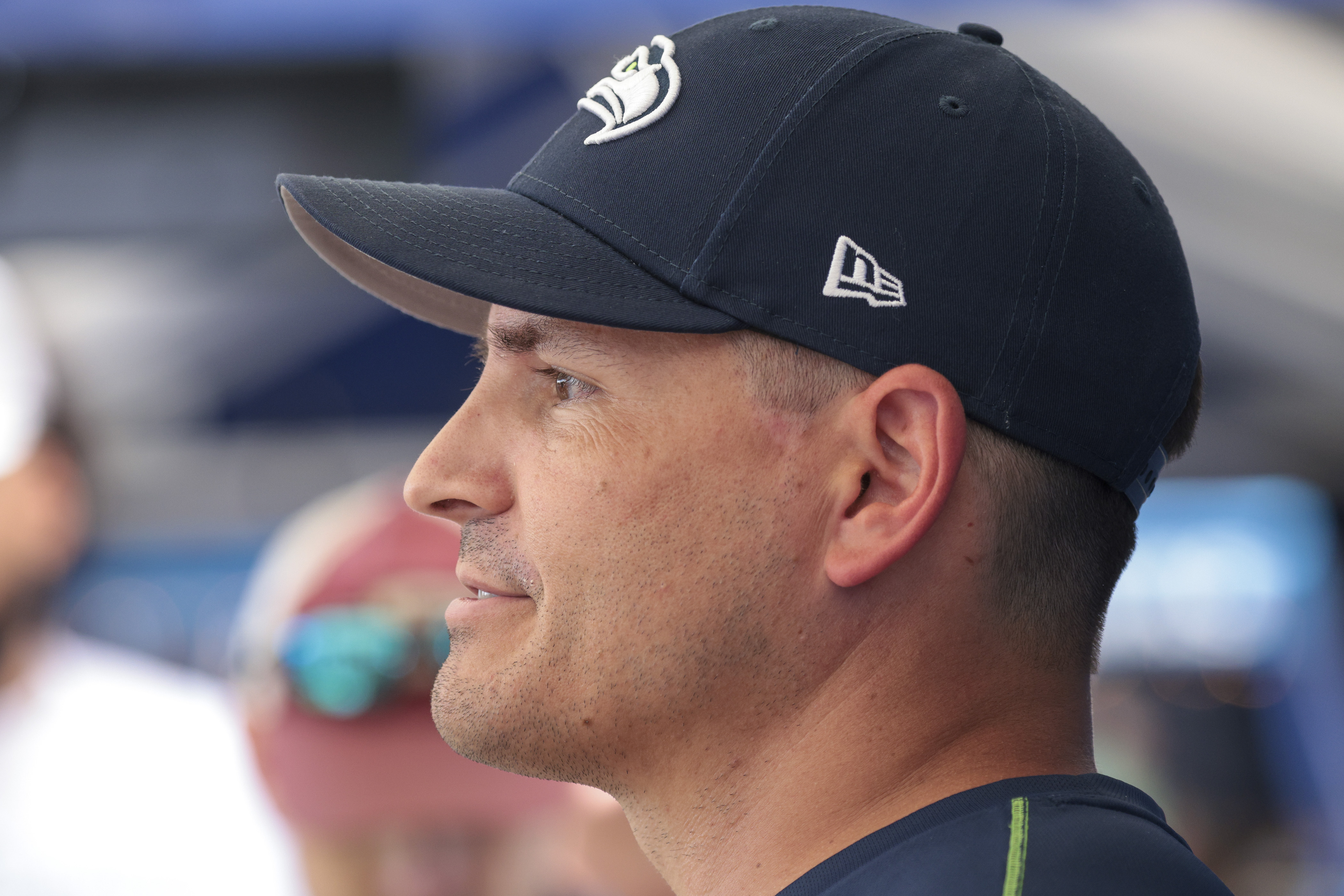 Seattle Seahawks head coach Mike Macdonald speaks to the media following NFL football training camp in Renton, Wash., Wednesday, July 24, 2024. 