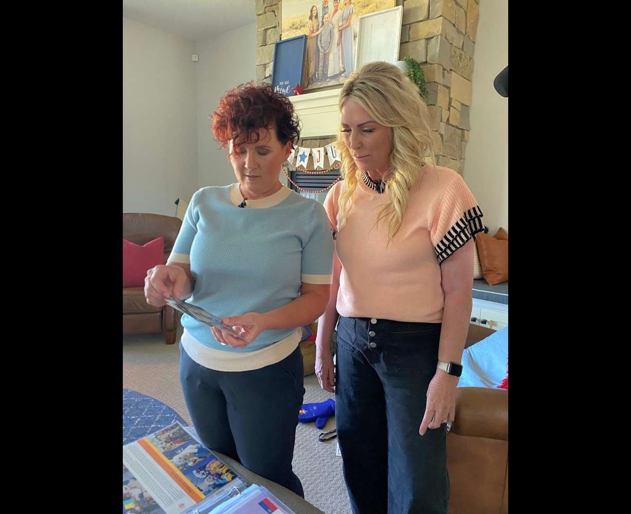 Heather Mickey and Linda Horsley brought out their Olympic mascot costumes and reminisced about their time playing Copper and Powder at the 2002 Olympic Games in Salt Lake City.