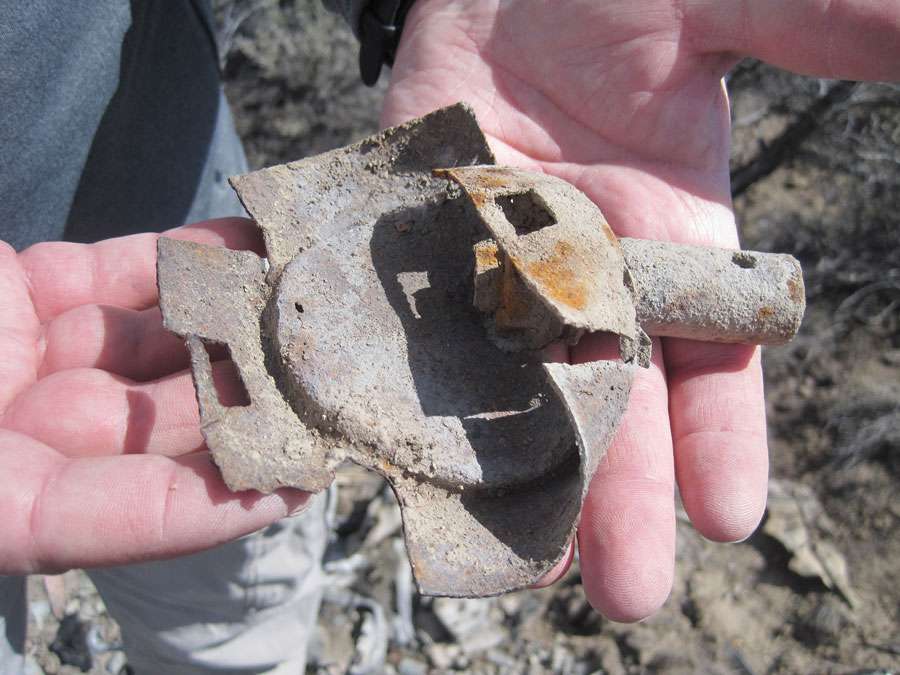 Part of a practice bomb was found at the 1944 crash site in Idaho.