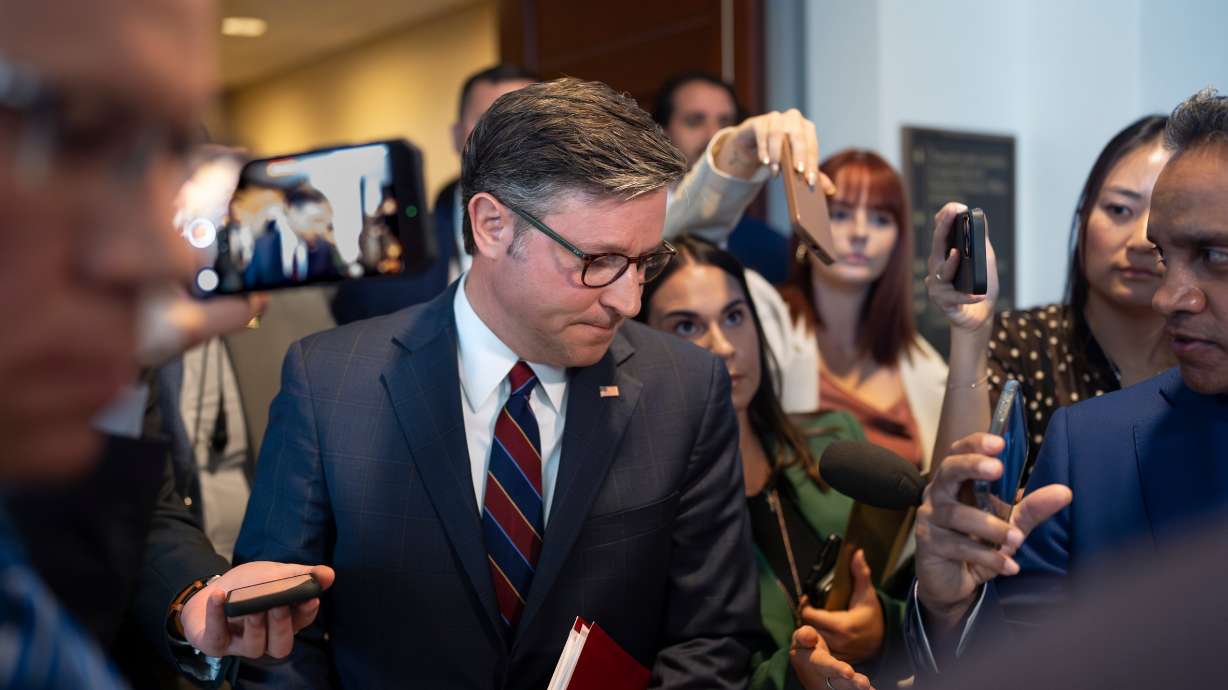 House Speaker Mike Johnson, R-La., at the Capitol in Washington, Tuesday, after learning Secret Service Director Kimberly Cheatle had resigned in the wake of the assassination attempt against former President Donald Trump.