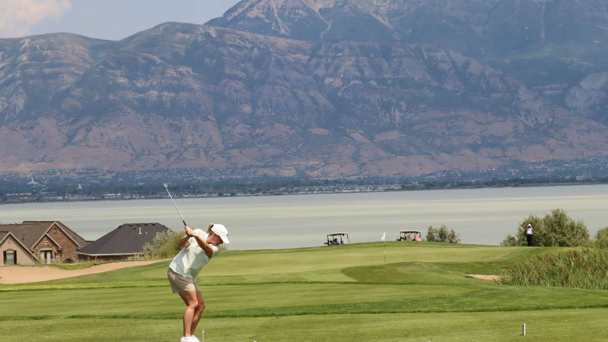 Five-time champion Kelsey Chugg competes during the semifinals of the 118th Utah women's state amateur championship, Friday, July 26, 2024 at TalonsCove Golf Club in Saratoga Springs.