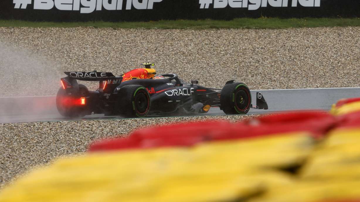 Red Bull driver Max Verstappen of the Netherlands steers his car during the third practice session of the Formula One Grand Prix at the Spa-Francorchamps racetrack in Spa, Belgium, Saturday, July 27, 2024. The Belgian Formula One Grand Prix will take place on Sunday.