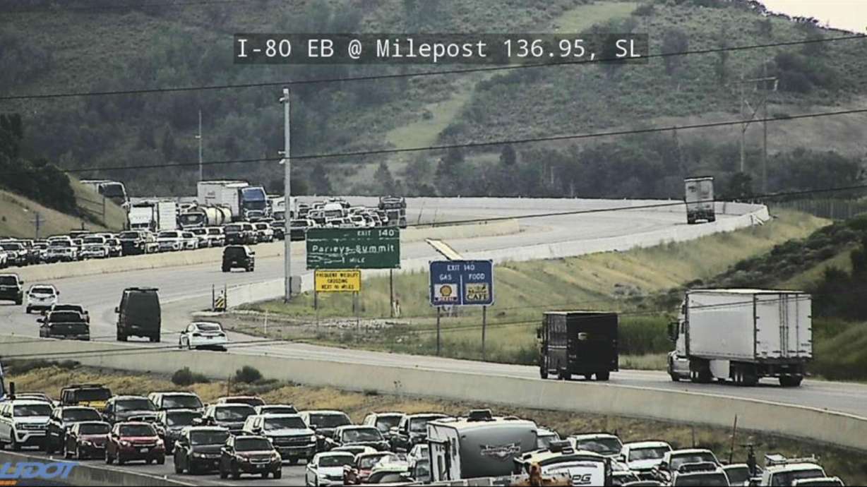 Traffic camera footage showing I-80 near the Lamb's Canyon exit, after a semitrailer crashed early Saturday.