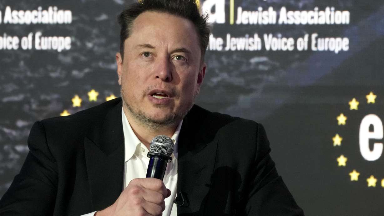 Elon Musk addresses the European Jewish Association's conference in Krakow, Poland, Jan. 22. A manipulated video that mimics the voice of Vice President Kamala Harris is raising concerns about artificial intelligence affecting November's elections.