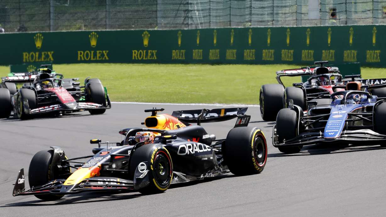 Red Bull driver Max Verstappen of the Netherlands steers his car during the Formula One Grand Prix at the Spa-Francorchamps racetrack in Spa, Belgium, Sunday, July 28, 2024.