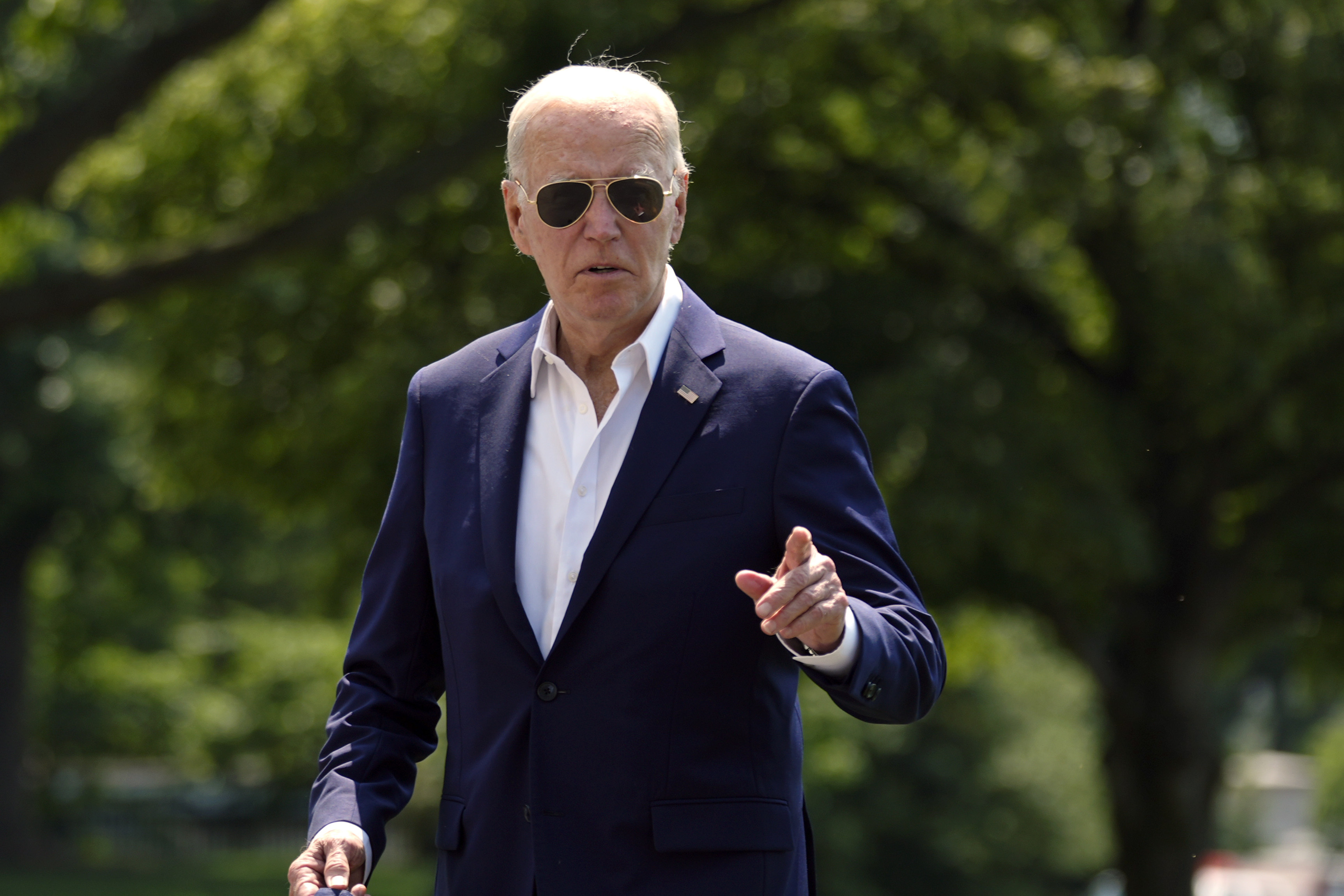 President Joe Biden arrives at the White House from Camp David, Sunday. He has unveiled a proposal for changes at the U.S. Supreme Court.