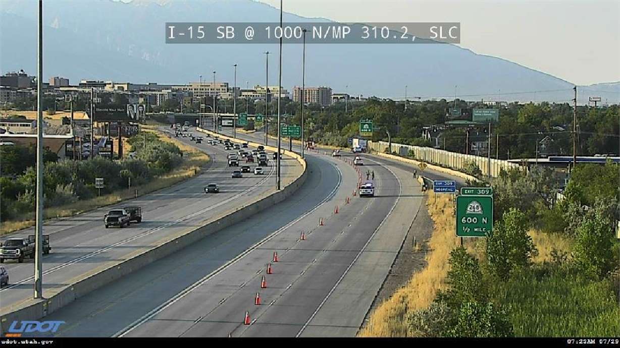 A pedestrian was struck by a semitruck on southbound I-15 near 1000 North in Salt Lake City Monday, according to the Utah Highway Patrol.