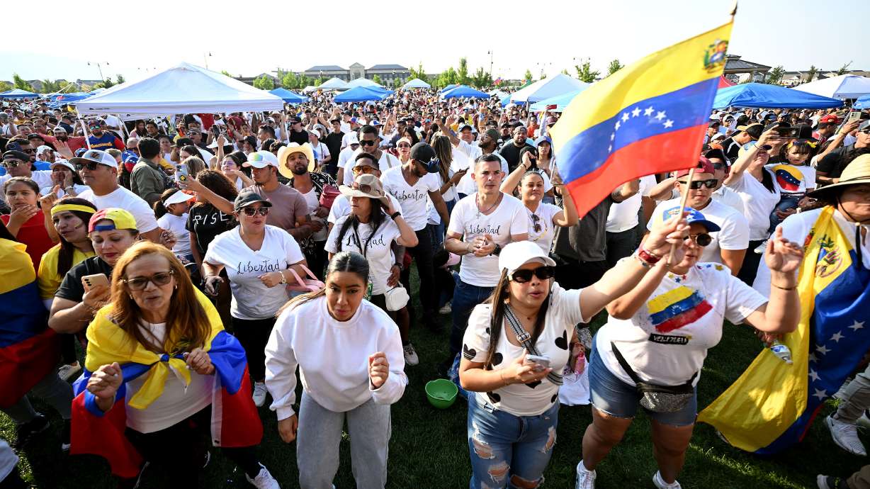 Venezuelans celebrate the election in their home country from Herriman on Sunday. Many are disappointed Nicolás Maduro claimed victory in presidential voting in Venezuela and expect the exodus of Venezuelans to continue.