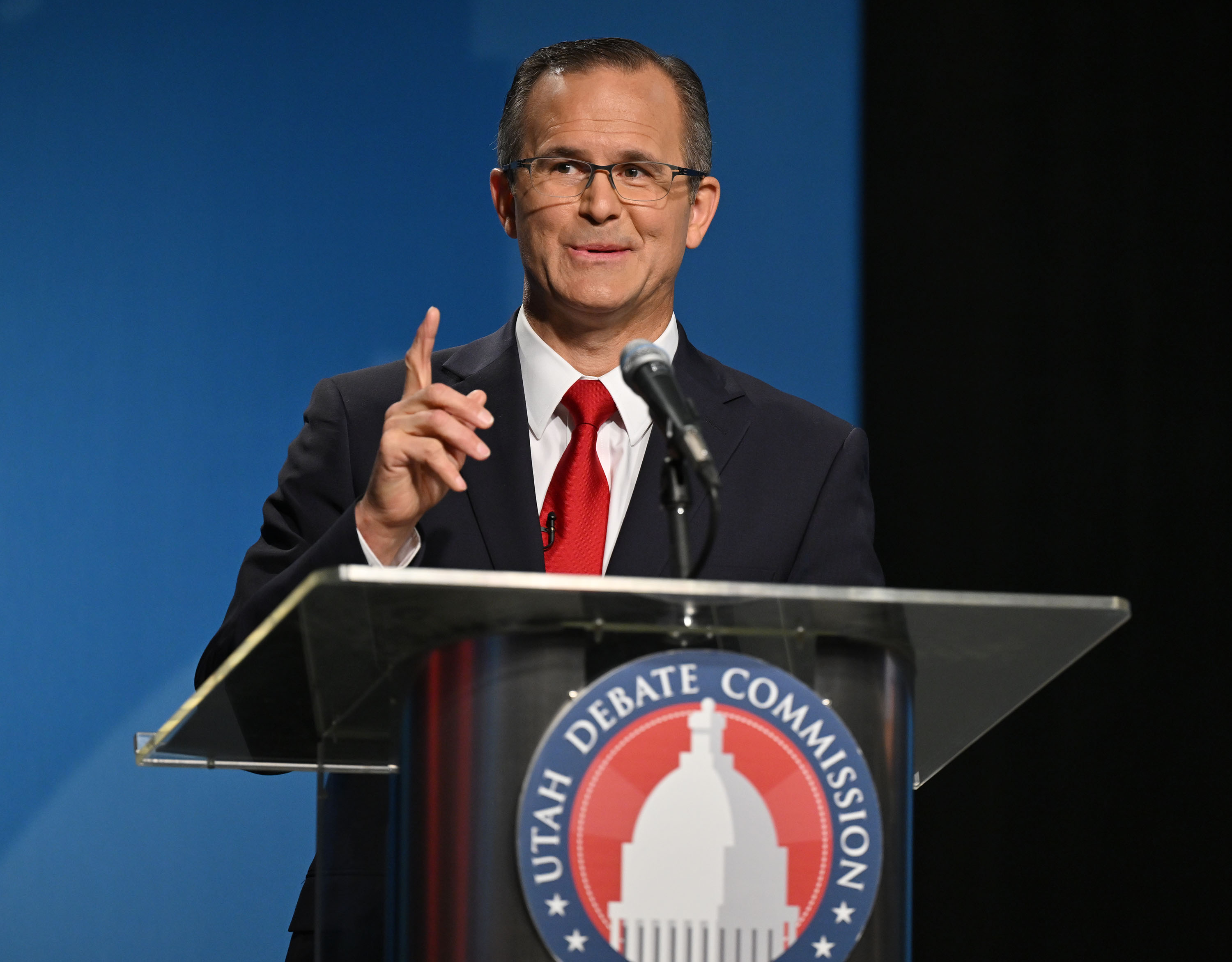 Utah’s 2nd Congressional district debate between Colby Jenkins and Congresswoman Celeste Maloy in Salt Lake City on June 10. Jenkins requested a recount in the race Maloy won by 214 votes.