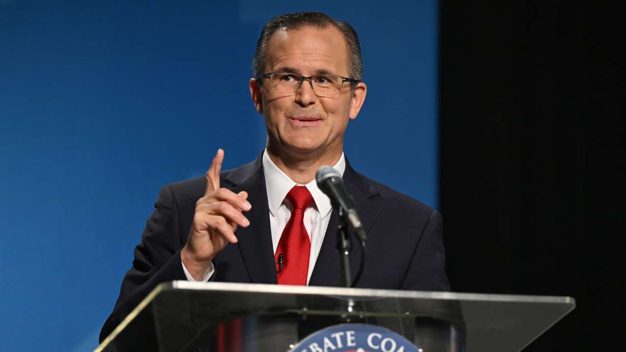 Utah’s 2nd Congressional district debate between Colby Jenkins and Congresswoman Celeste Maloy in Salt Lake City on June 10. Jenkins requested a recount in the race Maloy won by 214 votes.