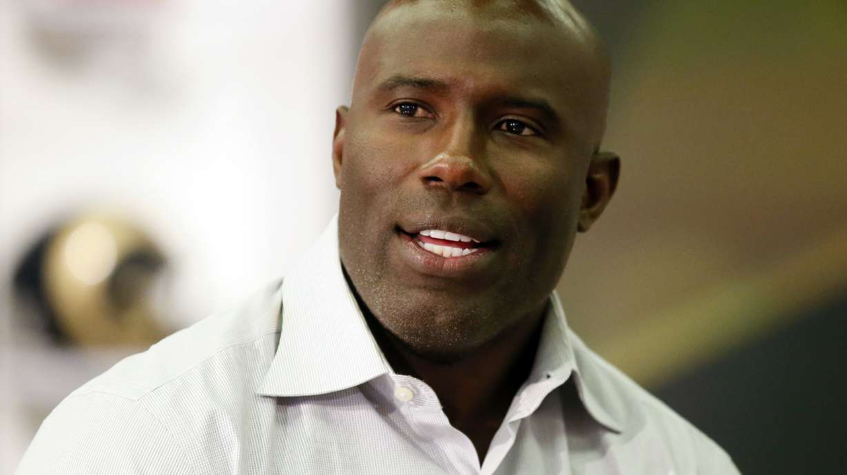 FIL - Former NFL player and NFL Network's Terrell Davis is interviewed during a media availability on set at the NFL Network studios, Wednesday, Sept. 9, 2015, in Culver City, Calif. Davis posted an email from United Airlines Tuesday, July 30, 2024, saying he was banned from flying the airline until a review of an incident earlier this month was complete, but United officials said that ban was sent and then rescinded weeks ago.