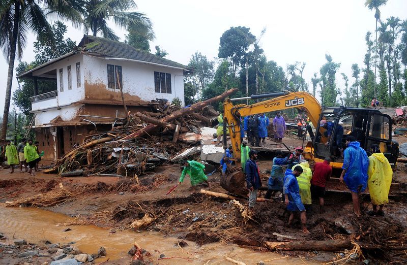 Rescuers search for survivors at a landslide site after multiple landslides in the hills in Wayanad, in the southern state of Kerala, India, Tuesday.