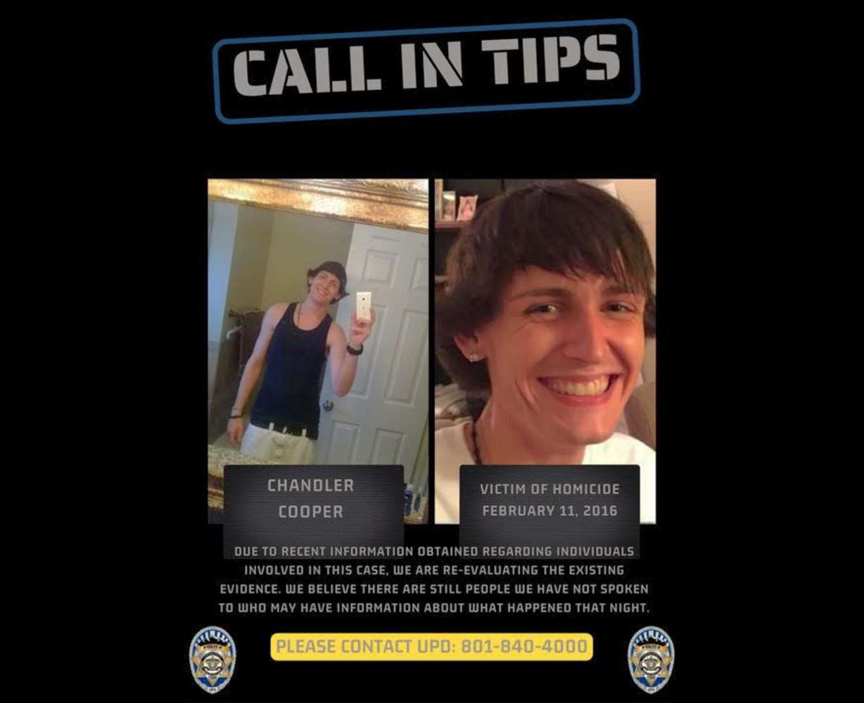 In 2024, Unified police released these photos in hopes of obtaining more information about the 2016 killing of Chandler Michael Cooper, 22, near Saltair. Detectives have now arrested a man who they believe shot and killed Cooper.