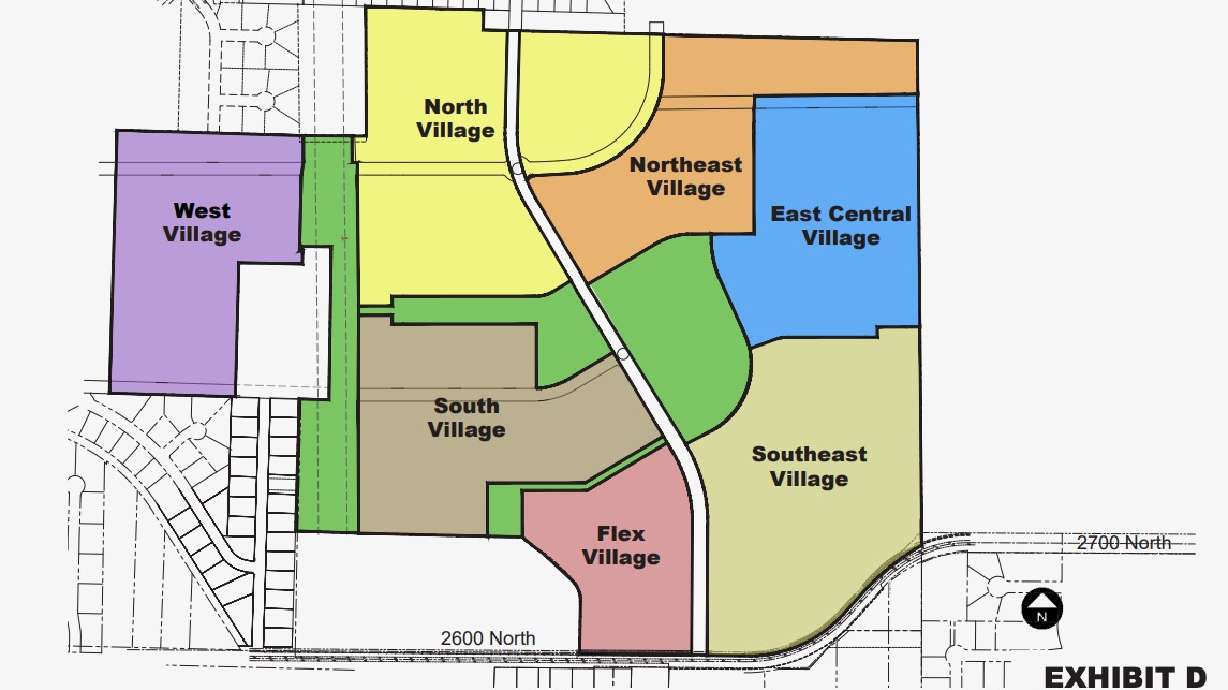 The image shows the planned JDC Ranch development on some 260 acres west of Farr West in Weber County.