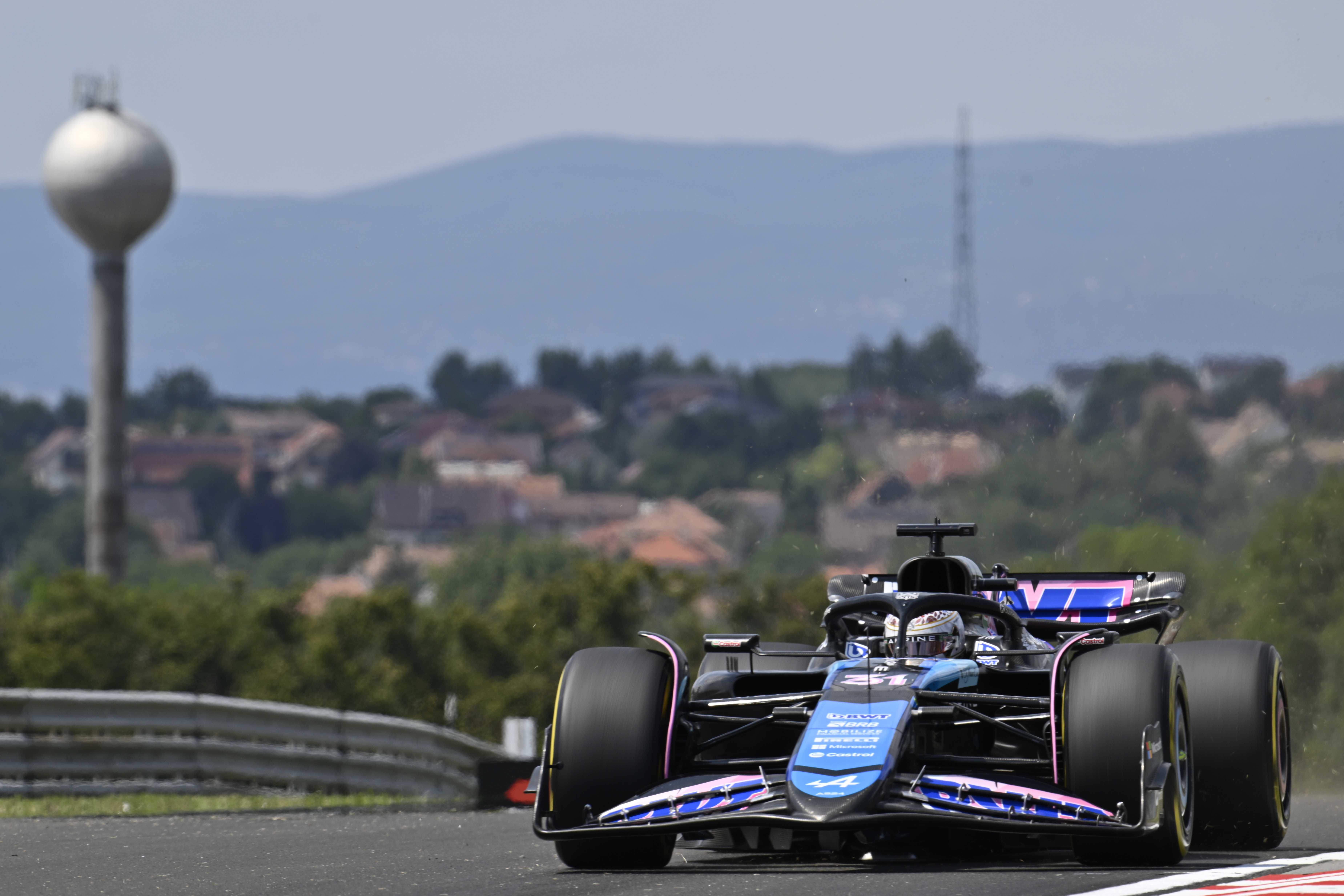 Alpine driver Esteban Ocon of France steers his car during the first free practice ahead of the Hungarian Formula One Grand Prix race at the Hungaroring racetrack, in Mogyorod, Hungary, Friday, July 19, 2024. 