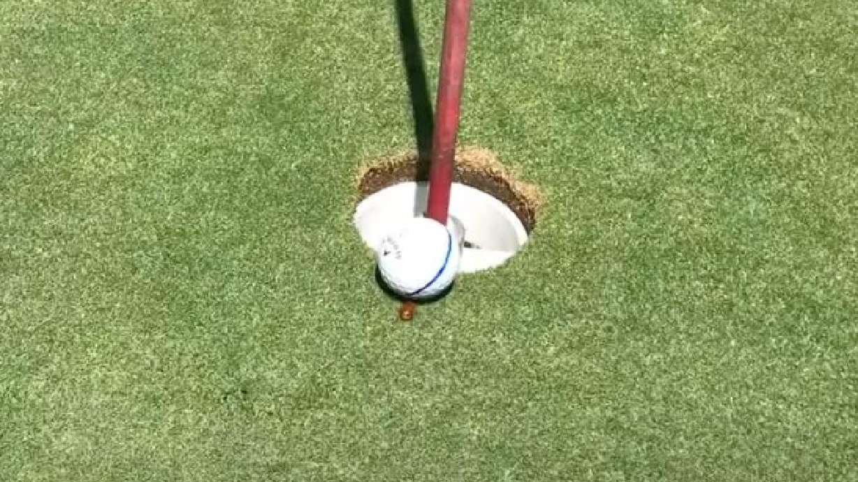 A tiny bug offers assistance on the golf course in this video posted online July 23.