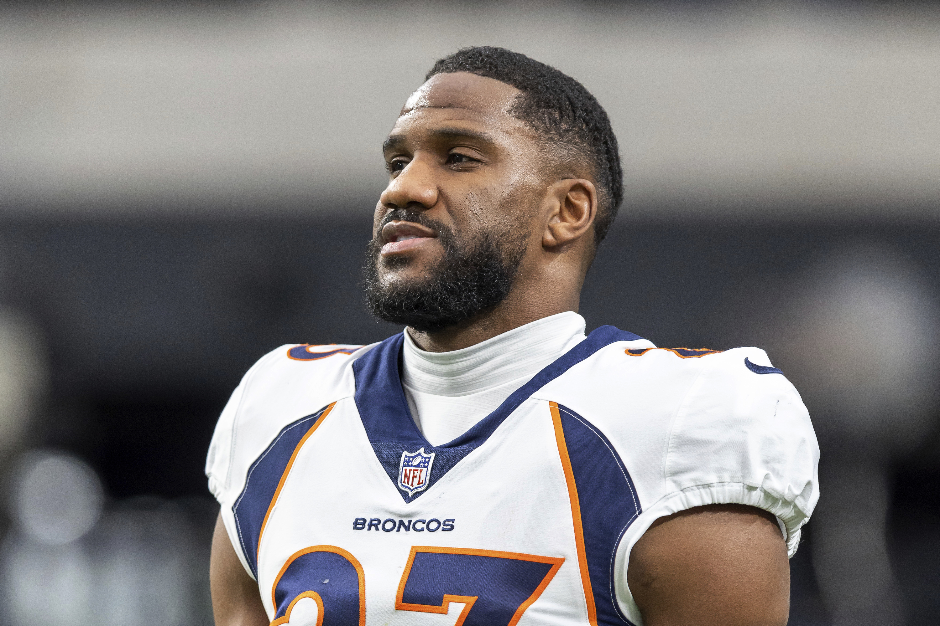 FILE - Denver Broncos cornerback Fabian Moreau (23) warms up before playing against the Las Vegas Raiders in an NFL football game, Sunday, Jan. 7, 2024, in Las Vegas, Nev. The Minnesota Vikings signed Moreau on Wednesday, July 31, 2024, the fourth defensive back they've added since the beginning of training camp as they try to address gaps in depth and experience. Moreau was a primary starter last year for the Denver Broncos.