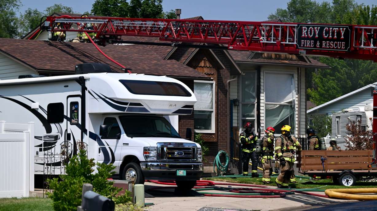 A fire in Roy on Wednesday injured a worker in the home and caused extensive interior damage before fire crews put it out.