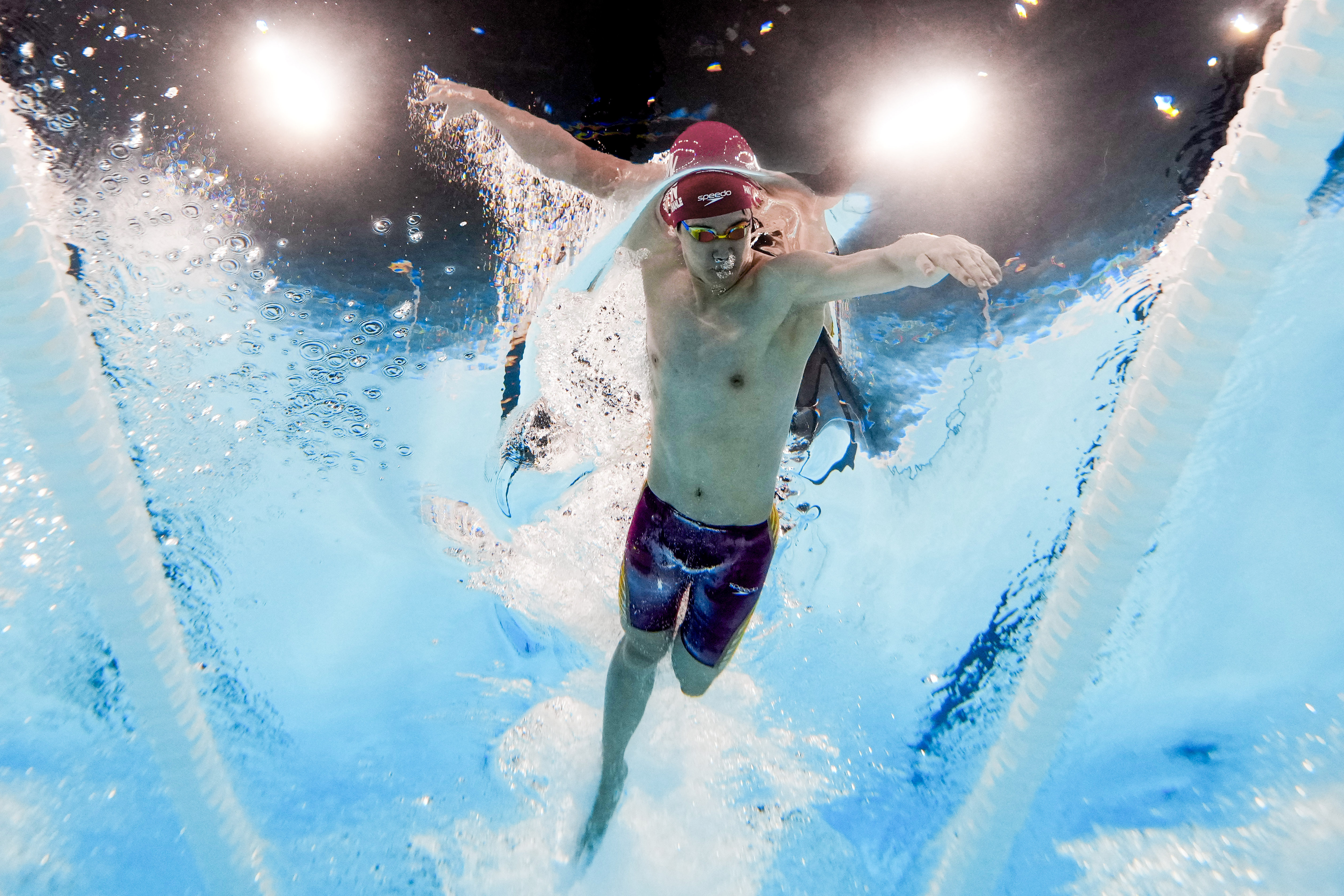 Pan Zhanle, of China, competes in the men's 100-meter freestyle final at the 2024 Summer Olympics, Wednesday, July 31, 2024, in Nanterre, France. He set a new world record winning gold. 