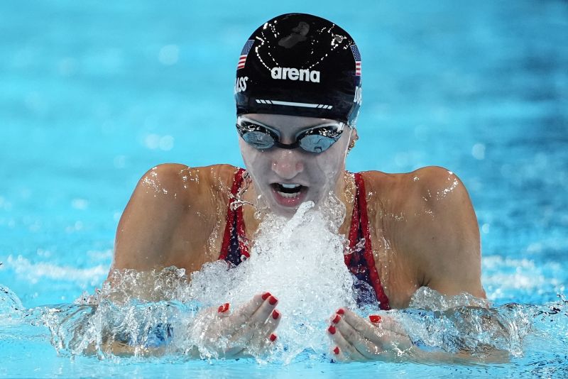 Kate Douglass, of the United States, competes in the women's 200-meter breaststroke final at the 2024 Summer Olympics, Thursday in Nanterre, France.