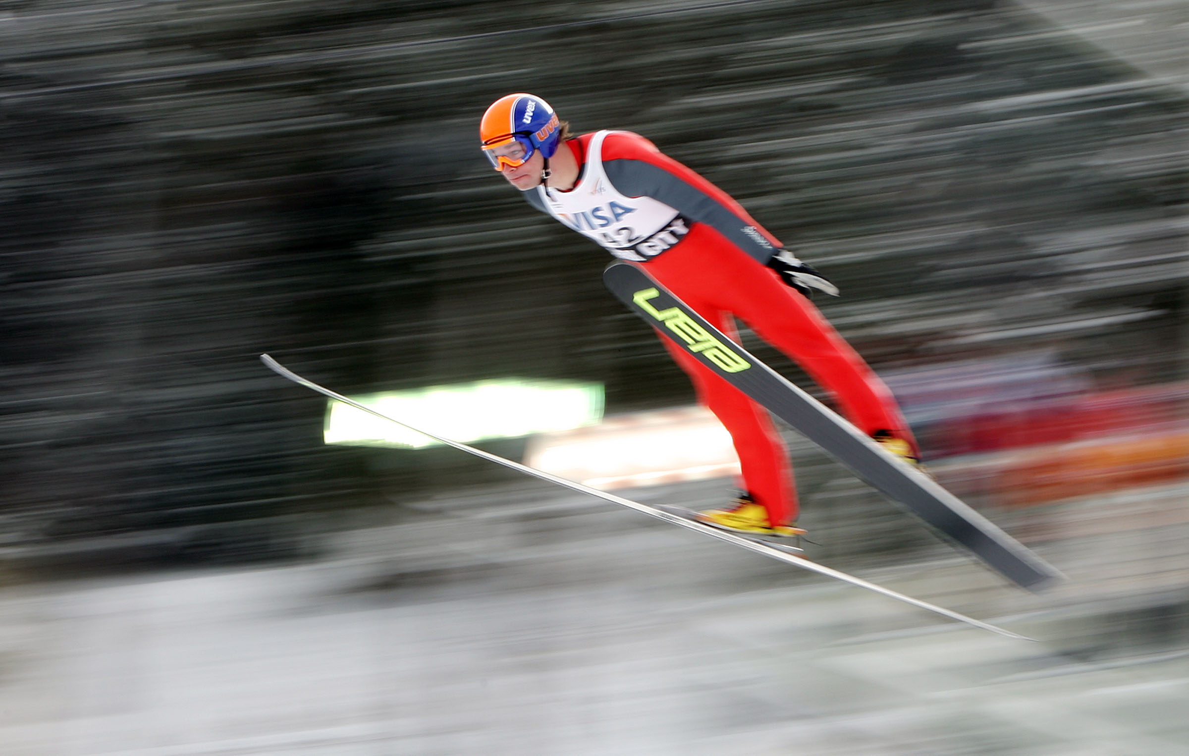 Brett Camerota, USA, jumps during the Continental Cup Nordic Combined December 2008 in Park City. He was arrested Wednesday and charged with violating a protective order against his ex-wife. 