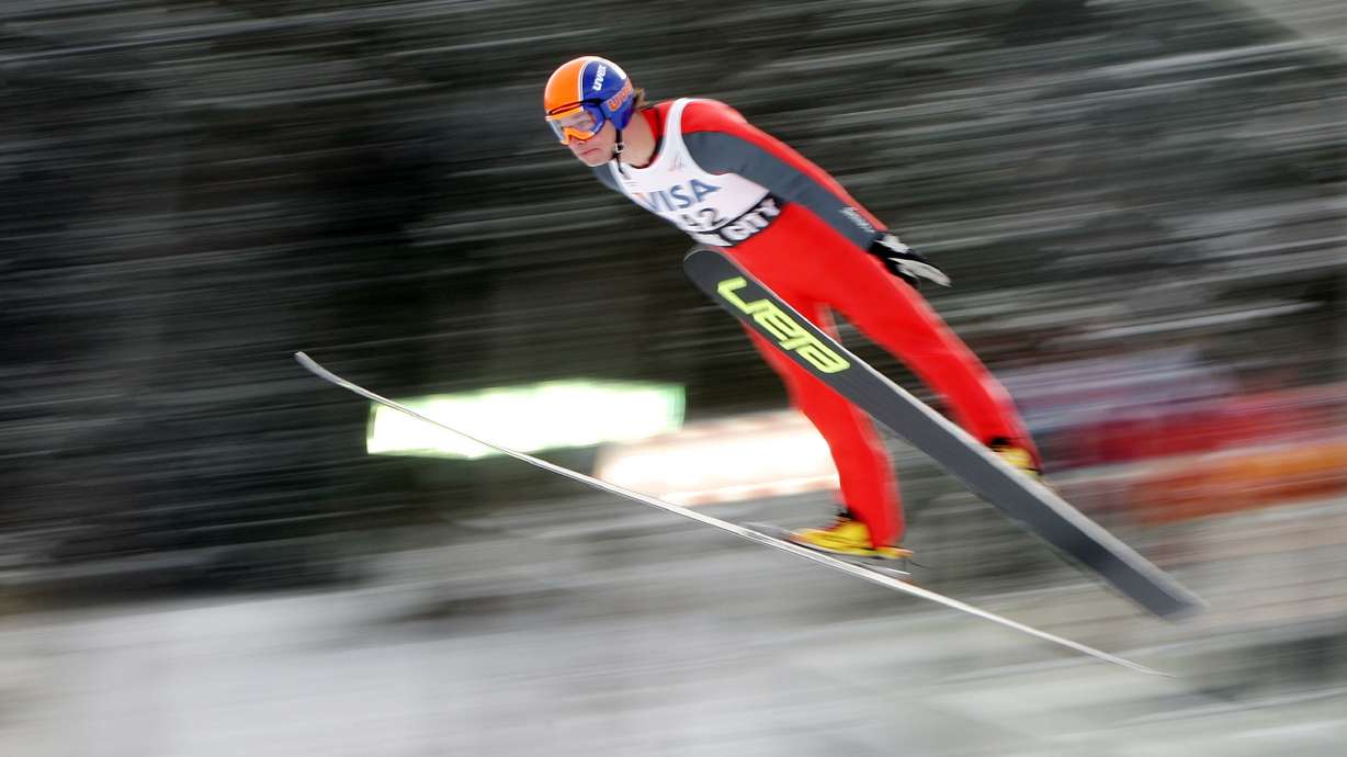 Brett Camerota, USA, jumps during the Continental Cup Nordic Combined December 2008 in Park City. He was arrested Wednesday and charged with violating a protective order against his ex-wife.
