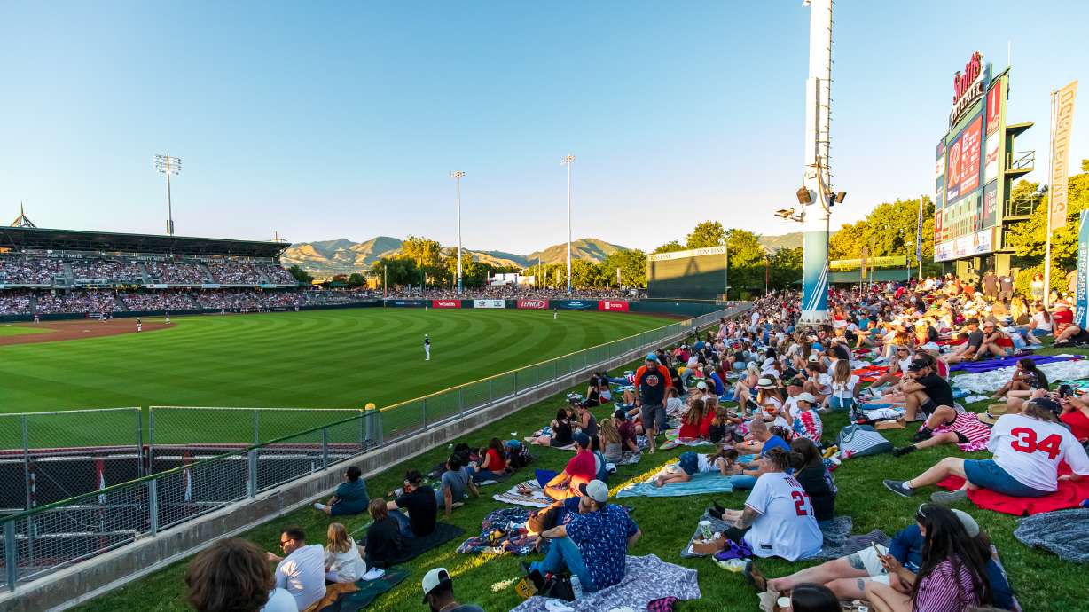 Fans watch the Salt Lake Bees play the Tacoma Rainers at Smith's Ballpark on July 4. The Salt Lake Bees' final game at the ballpark is Sept. 22, while a plan for what's next for the stadium is expected by the end of the year.